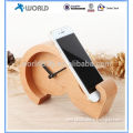 Universal Wood Mobile Phone Stand Wooden Alarm Clock Cell Phone Stand